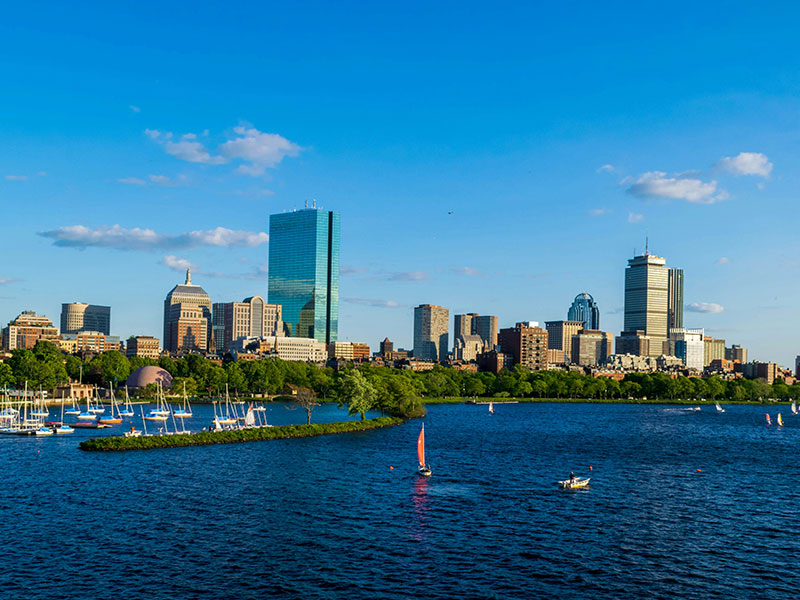 boston skyline across the charles river